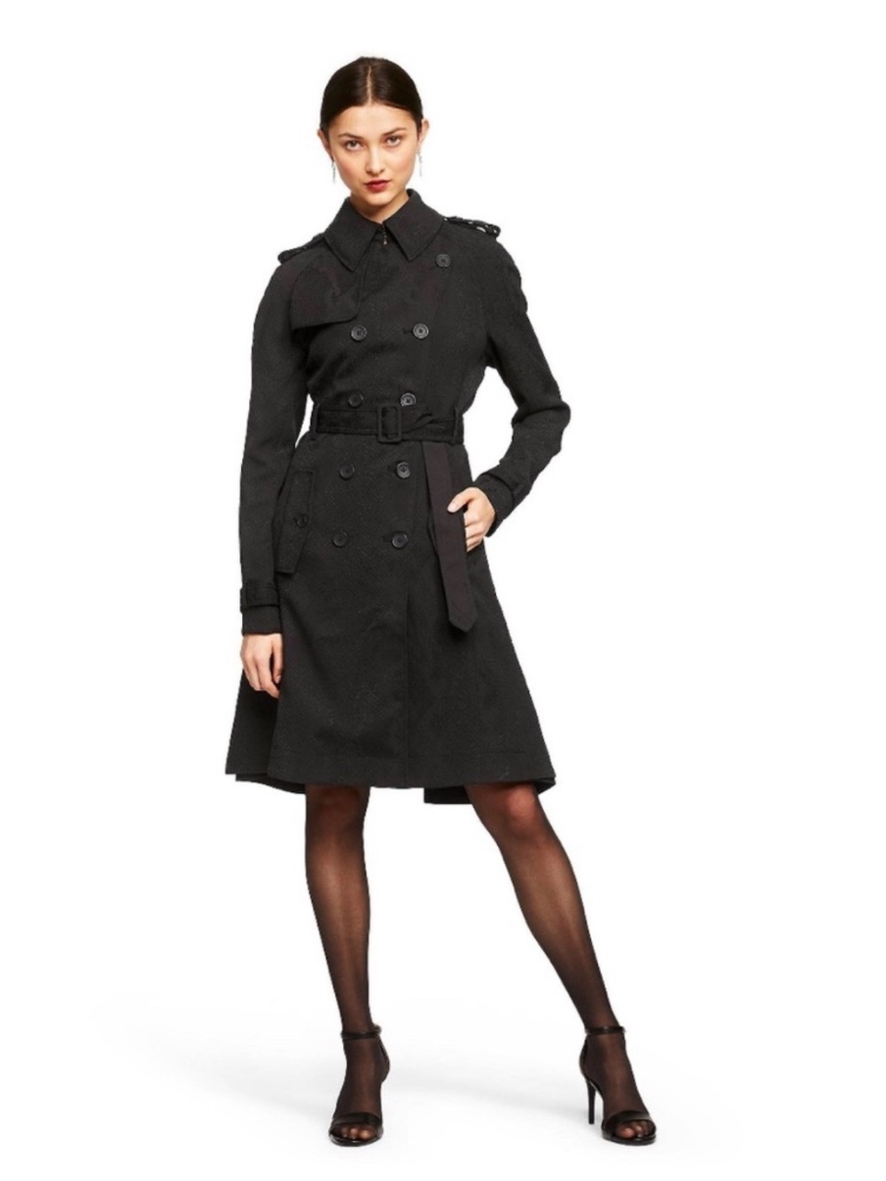 ALTUZARRA Classic Black Double-Breasted Trench Coat